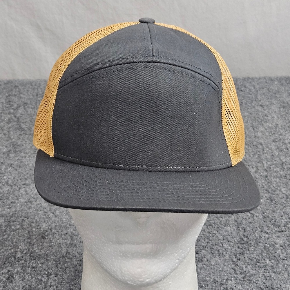 Richardson Blank Trucker Hat Mens Gray Gold Cap Flatbill Snapback Skater Utility